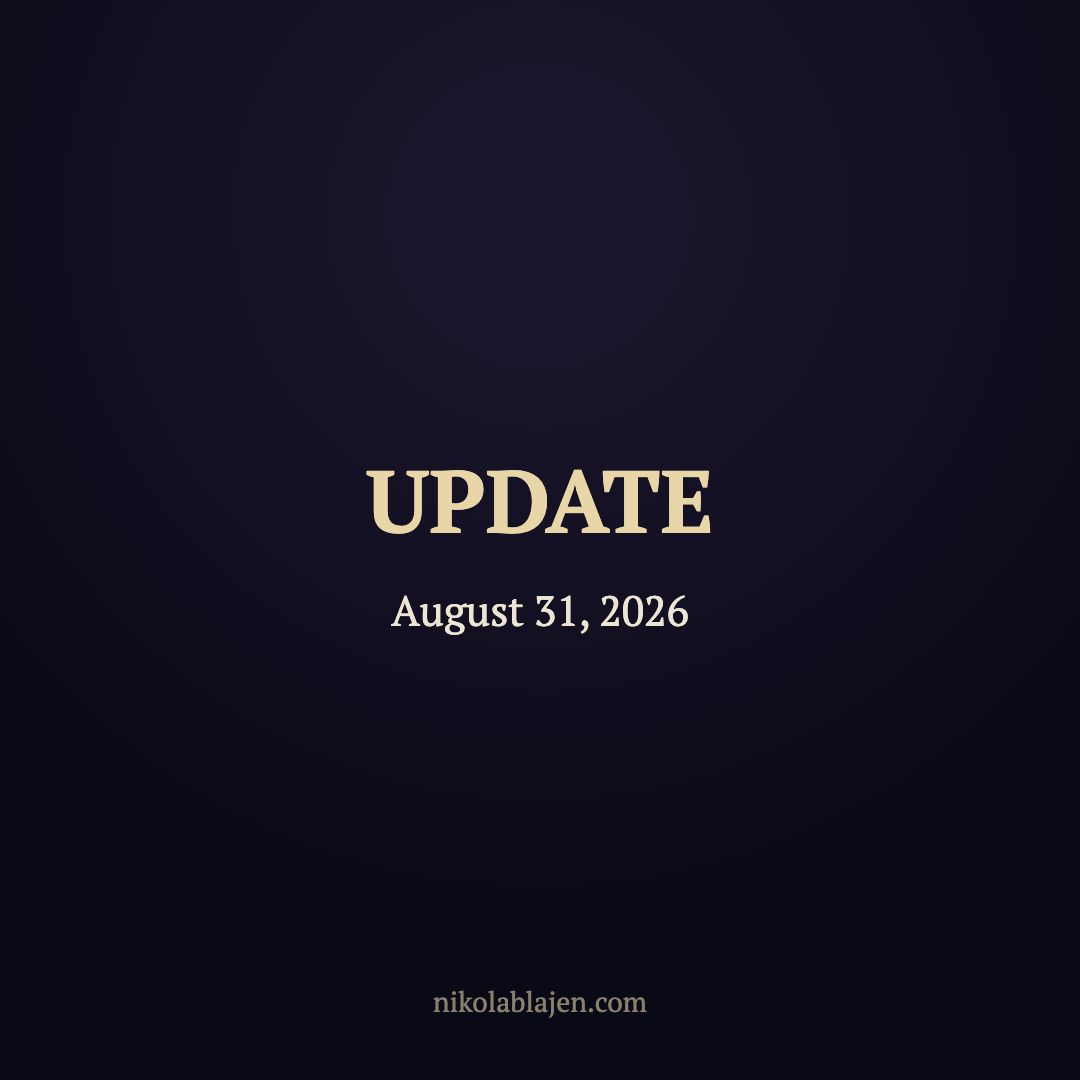Update, August 31, 2026 — what's new in the Nikola Blajen app